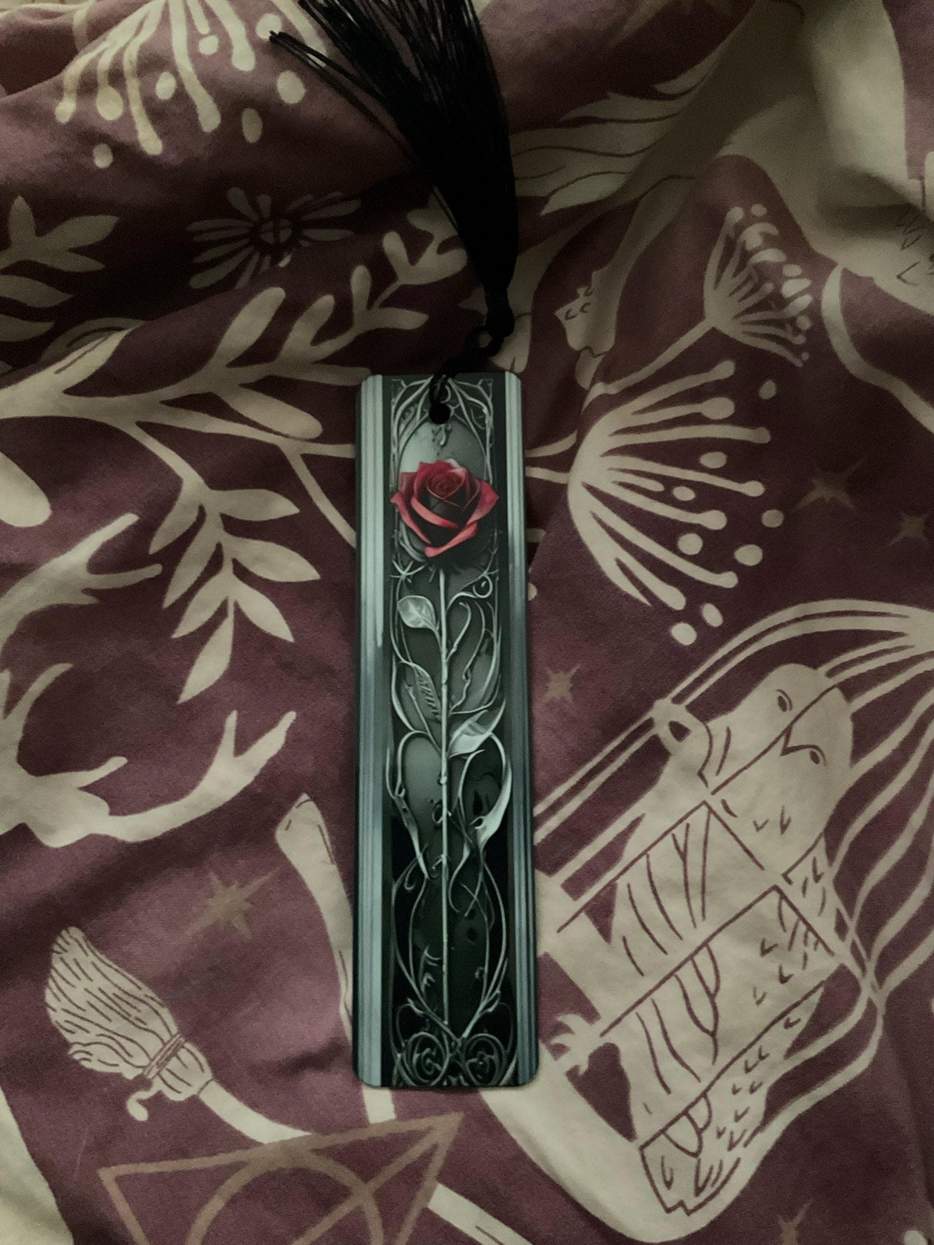Personalized Red Rose Metal Bookmark for Romance Book Lovers