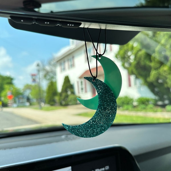 Shimmer Black Moon, Glitter Moon, Moon Charm, Moon Rearview Mirror ...
