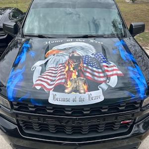 Bald Eagle American Flag Sticker - Home Of The Free Because Of The Brave Decal