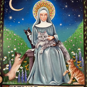 Gertrude of Nivelles, Patron Saint of Cats and Gardeners - 8 x 10