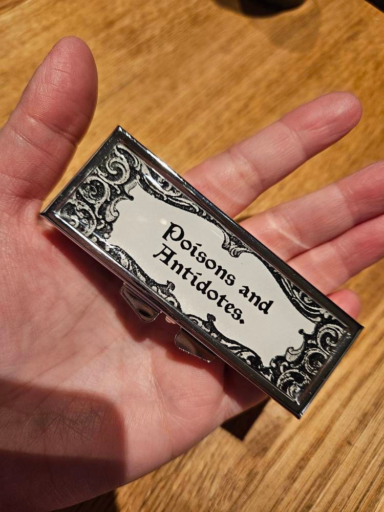 Poisons and Antidotes Pill Box -  SteamPunk, Gothic, Curious, Strange and Unusual, Gifts, Trinket Box, Pill Case, Pill Holder, Travel Size