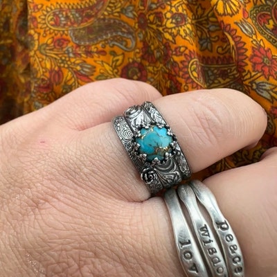 Turquoise Stacking Rings Set Vintage Style Copper Turquoise Antique ...