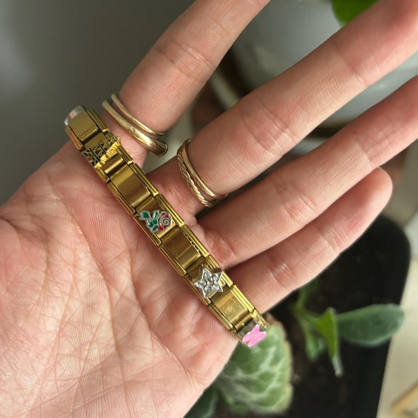 Italian Charm Bracelet 316 Stainless Steel Bracelet Gold Charms