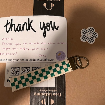 Checkerboard Pattern Keychain Wristlet / Key Fob / Checker Print ...