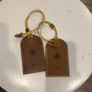 Engraved Luggage Tag with Contact Card - Leather Travel Bag Name