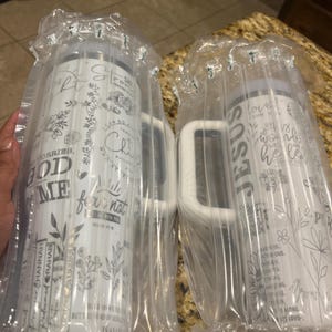 Bible Verses Engraved Tumbler | Cup Holder Friendly Travel Mug | Vacuum Insulated Large Water Bottle | Religious Gift for Her | Bible Books