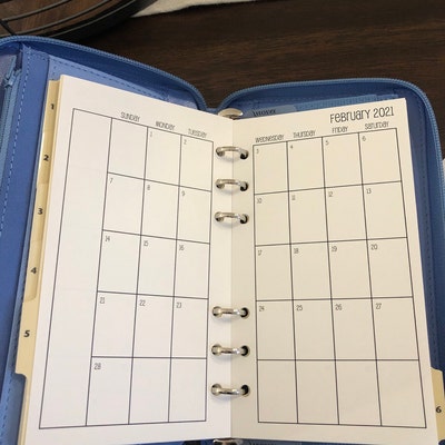 Printed Personal Size Month on Two Pages SUNDAY-SATURDAY - Etsy