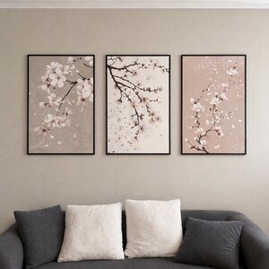 Japandi Wall Art, Flower Print, Wabi Sabi Cherry Blossom Wall Art