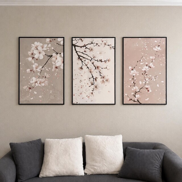 Japandi Wall Art, Flower Print, Wabi Sabi Cherry Blossom Wall Art