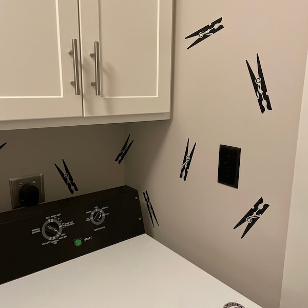 Clothespins Laundry Wall Decals - Laundry Room Decals - Laundry Decor ...