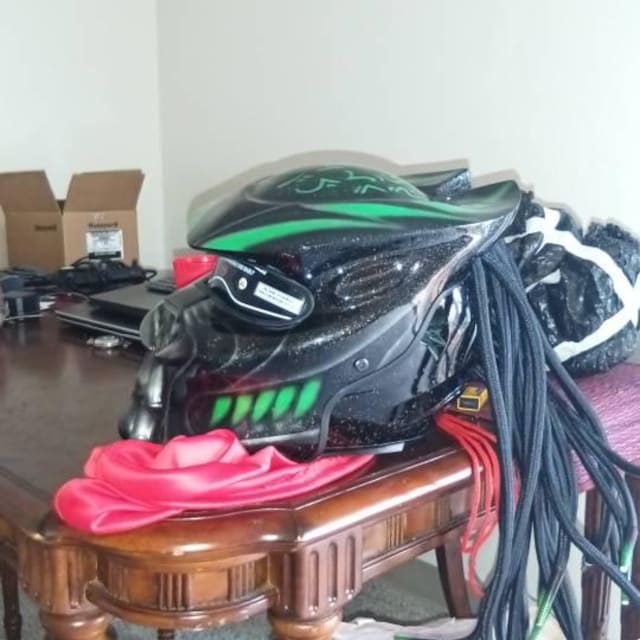 Green Color Predator Motorcycle Helmet Custom DOT & ECE Approved