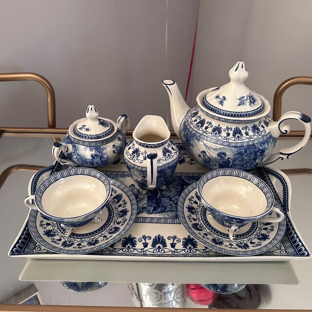 藍流し釉彩ミニティーセット Amazon.com | Portable Ceramic Tea Cup Set: Lucky Cat