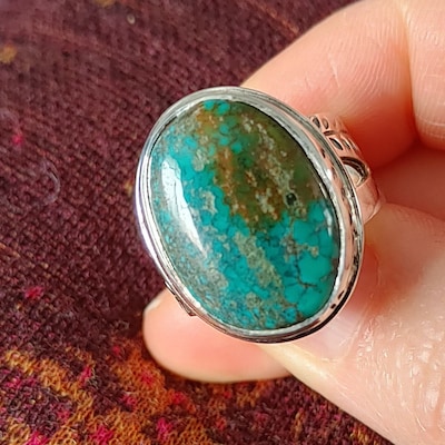 Turquoise Ring, Nature Leaf Ring, 925 Sterling Silver Ring, Boho Ring ...