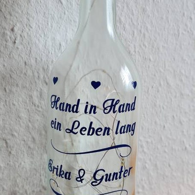 Leuchtflasche Weinflasche Lichterkette Hochzeit Silberhochzeit goldene