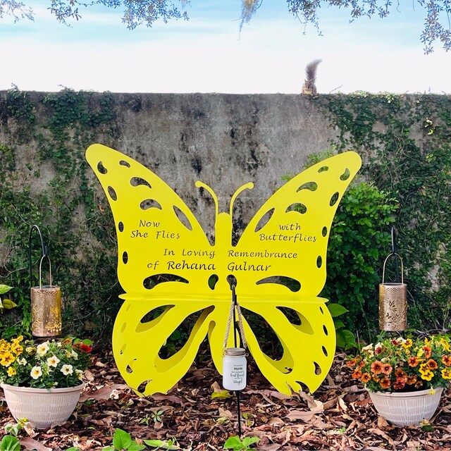Yellow butterfly bench sale