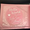 Personalised Acrylic Disc, Hello World Acrylic Disc, Baby Announcement ...