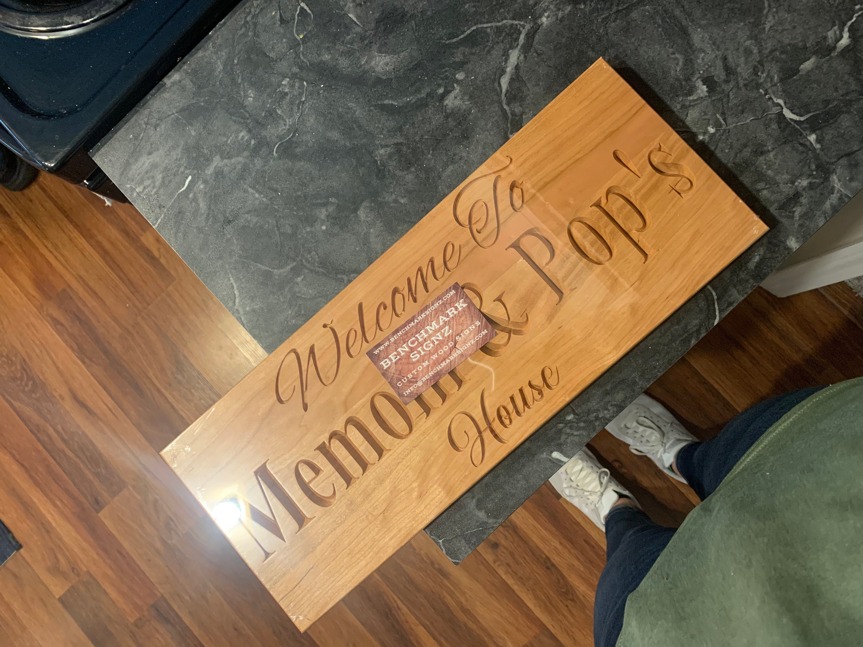 Custom Carved Hardwood Family Sign: Mimi & Papa, GiGi and Pops
