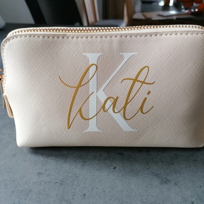 A-Z BAG Personalisierte Kosmetiktasche Mit Strass-Initiale – Schminktasche Für Damen, Geschenkidee