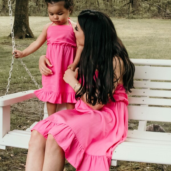 Cherry Pink Matching Dresses , Mommy and Me Matching Outfits, Mommy and ...