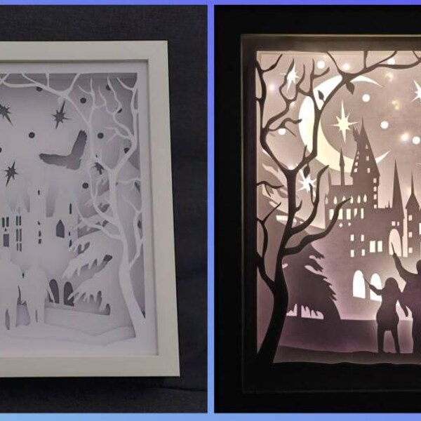 Wizard School Lightbox SVG, Magic Shadow Box 3D SVG, Wizard Lightbox ...