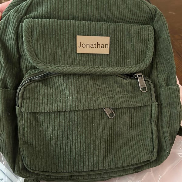 Casual Corduroy Backpack - Large Capacity Daypack, Laptop Compartment, 28x13x39cm, Dark Green