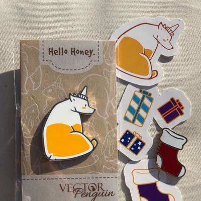 Hello Honey Enamel Pin Set Lapel Pin Honey Bun Honey Bear Etsy