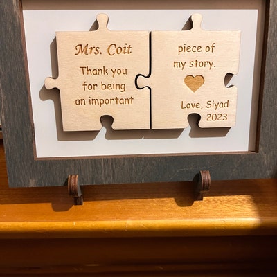 Teacher Gift, Puzzle Piece Sign, Thank You, Teacher Appreciation, End ...