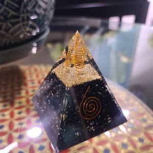 Large Orgone Pyramid | Shungite Pyramid Crystal | Metatron Cube
