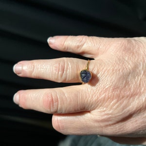 Customer photo from lily, Raw Iolite Ring, Violet Indigo Raw Gemstone Gold Ring
