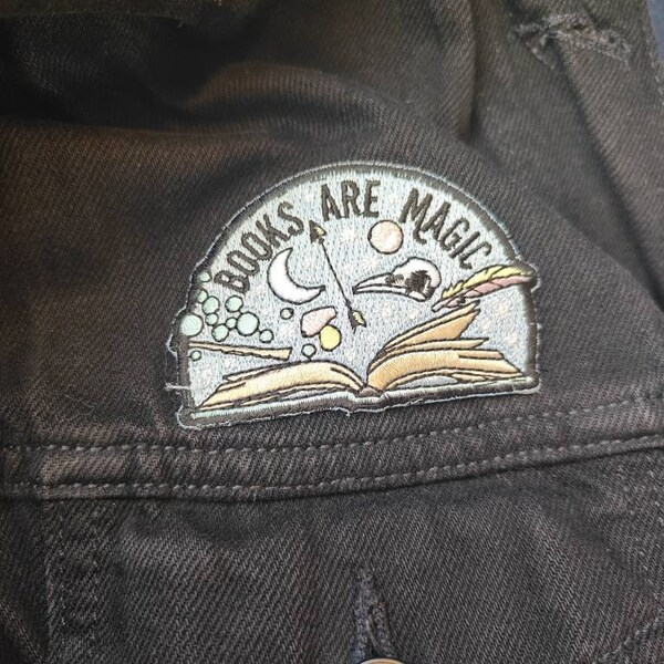 Books Are Magic Embroidered Patch - Iron On / Sew On Badge - UK Made