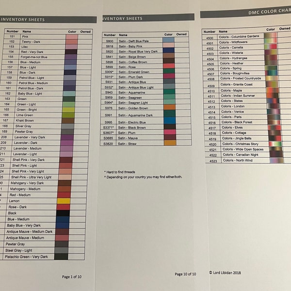 Printable Dmc Thread Color Chart Tracker Inventory Sheet.pdf Buy Printable DMC Thread Color Chart Tracker Inventory Sheet Online in ...