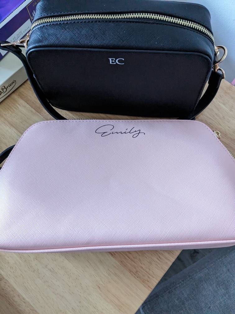 Personalised Vegan Leather Cross Body Bag, Detachable Straps, Birthday Gift For Her, Wife Gift, Monogrammed Faux Leather Crossbody Bag Gift