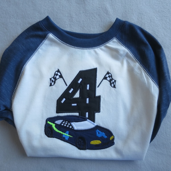 Red Race Car 1 to 9 Number Set With Checkered Flags APPLIQUE Embroidery ...