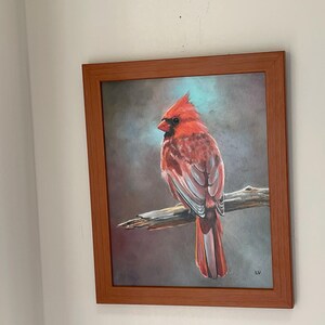 ゴシキヒワのオリジナル絵画、写実的な鳥の絵、動物の油絵、黄色い鳥の