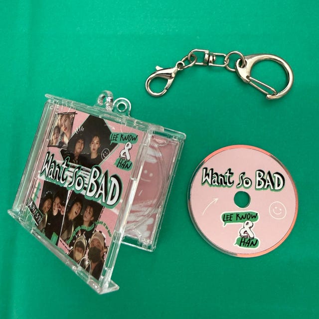 Stray Kids Han and Lee Know Want so Bad Handmade Mini CD Keychain