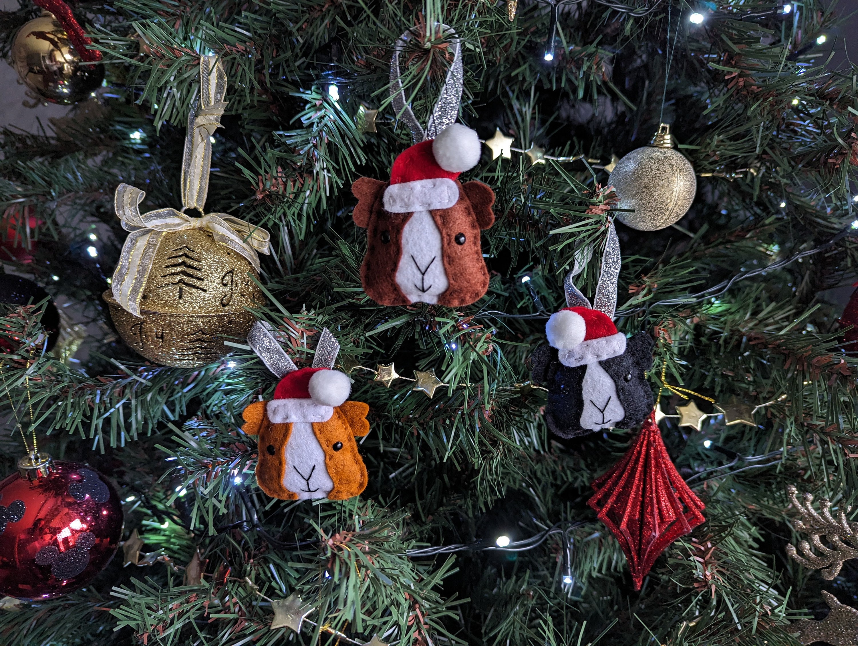 Felt Guinea Pig Handmade Christmas Tree Decoration Gift Holiday Ornament Bauble