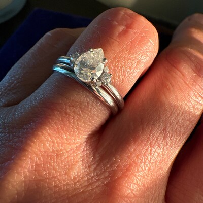 Vintage Art Deco Style Moissanite Ring, Blue Green Marquise Cut ...