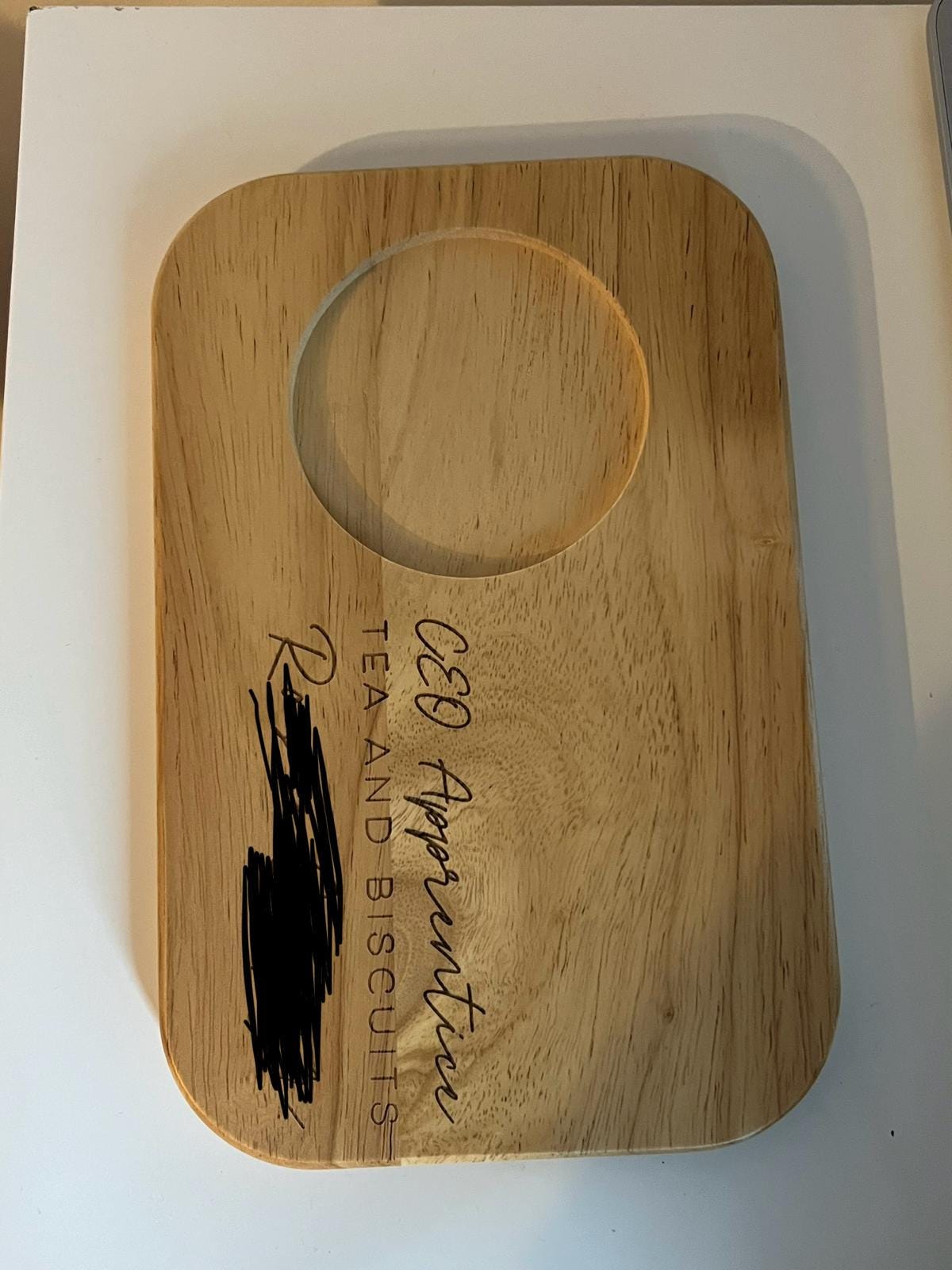 Personalized Custom Engraved Wooden Tea & Biscuit Board Serving Board Novelty Gift Birthday Valentines Housewarming Wedding Christmas