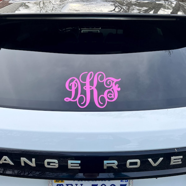 Glittery Custom Monogram Car Window Decal Script Vine Personalized ...