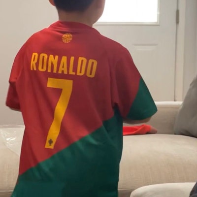 Portugal 2022 Ronaldo Kids Soccer Uniform Jersey Shors Socks for Boys