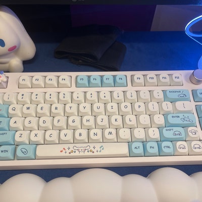 129pcs Blue Theme Keycap Set, Solid Color Keycaps, Cherry Height ...