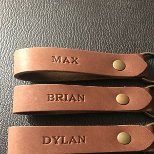Personalized Leather Keychain. Custom Leather Keychain. Monogrammed Leather Keychain. Handmade in USA. Gold and Silver Foil Available. Fob. photo