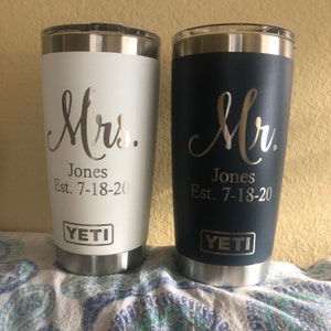 Bride and Groom Personalized Yeti® or Polar Tumbler, Mr and Mrs Person –  NorthBeachArt