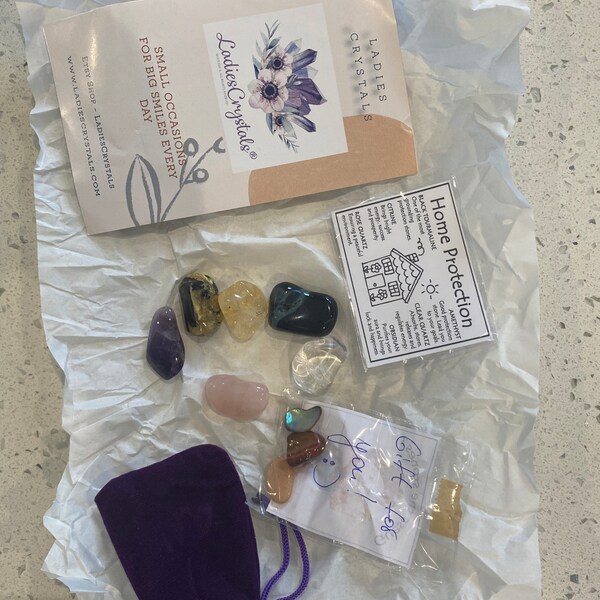 Protection Crystal Set House Protection Crystal Set, Home Energy Shield Gift for Crystal ...