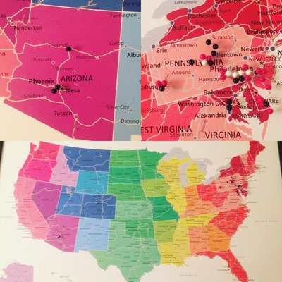Personalized Colorful US Push Pin Travel Map USA Push Pin Travel Map ...