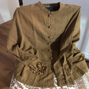 Stand Collar Sleeveless Loose Cotton Linen Dress