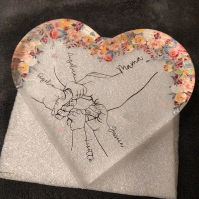 Personalized Grandkids Name Grandma Heart Acrylic Plaque, Grandma Gifts ...