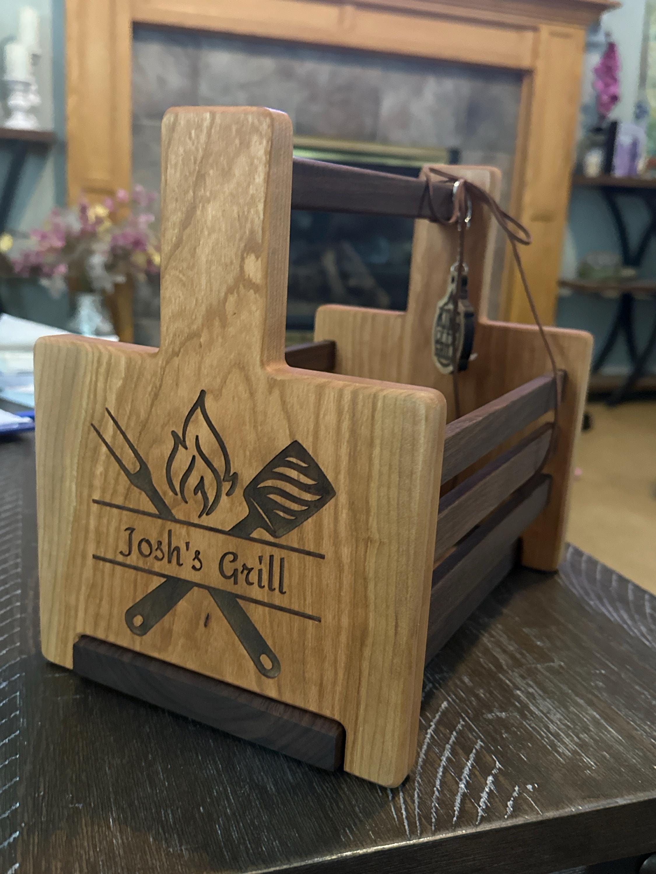 Personalized BBQ Caddy-Father&#39;s Day Gifts-Gift for Dad Birthday-Gifts for Grill Lovers-Gifts for Husband-Grills Accessories-Gift for Chef