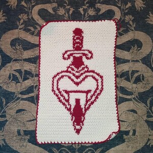 Dagger Heart Traditional Tattoo Crochet Wall Hanging Tapestry