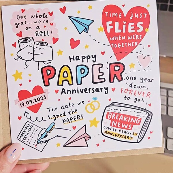 Personalised 1st Anniversary Card - Paper First Wedding for Husband ...